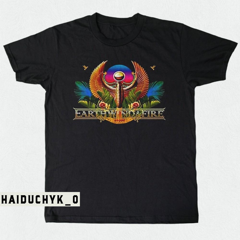 Унисекс Черная Футболка с Логотипом Группы Earth Wind And Fire S-5XL Унисекс Футболка