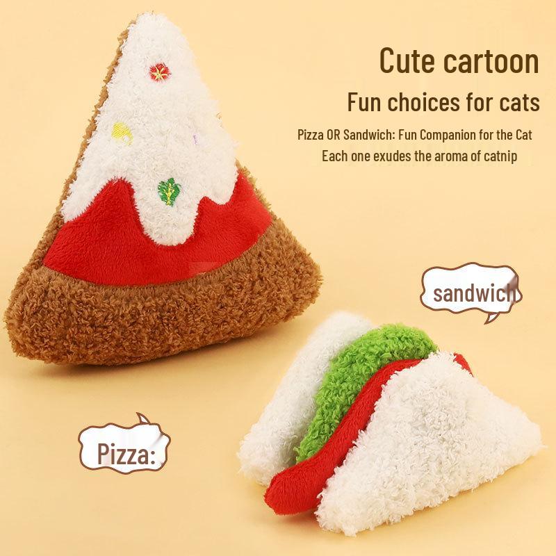 Pet Plush Mint Toy: Cat & Dog Pizza Sandwich Decompression Plush for Self-Entertainment