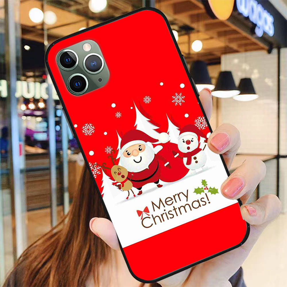 BS-14 С Новым годом Рождеством силиконовый чехол для iPhone 15 14 Xiaomi POCO M6 F6 Redmi Note 13 12 13C 8 9 Samsung S24 S23 S22 S21 FE Pro Plus Ultra