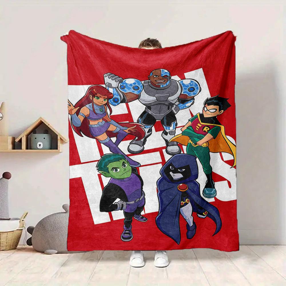1 шт. Teen Titans Go! Фланелевое плед-одеяло - Легкое, мягкое, теплое, всесезонное, с HD-печатью, для дивана, кровати, путешествий 008