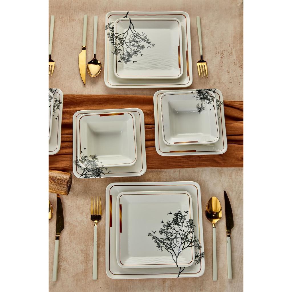 24 Piece Catalen Square Dinner Set For 6 People - Luxury Dining Set