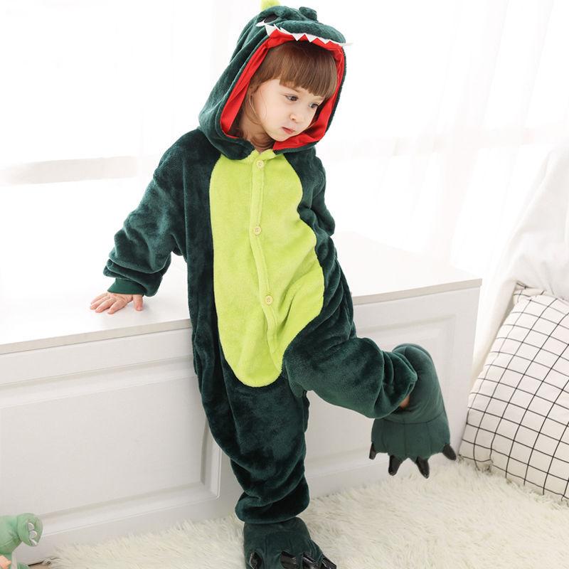 Kids Boys Girls Dinosaur Pajamas Sleepwear Nightwear Animal Cosplay Costume Childern