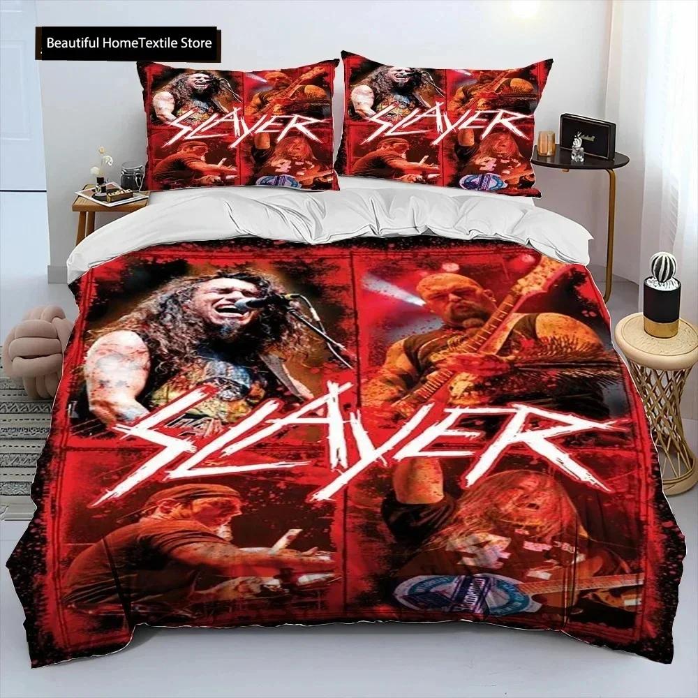 Slayer Тяжелый Металл Музыкальная Группа Постельное Белье Набор Мальчики Девочки Твин Квин Размер Пододеяльник Наволочка Постель Взрослый Мода Домашний Текстиль
