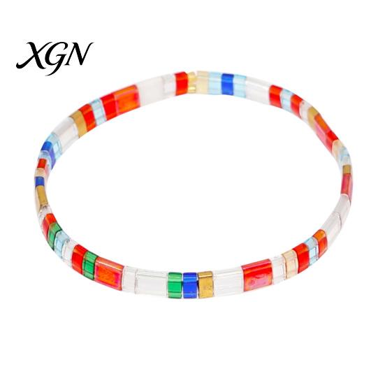 Elastic Stackable Wrist Jewelry Flat Beaded Stretch Bracelets for Women, Bohemian Friendship Bead Bracelets, Simple Layering Bracelet Set Boho