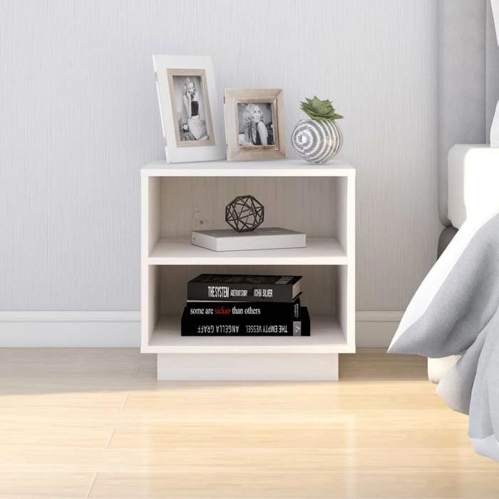 Maison Exclusive - Table de chevet Blanc 40x34x40 cm Bois de pin solide