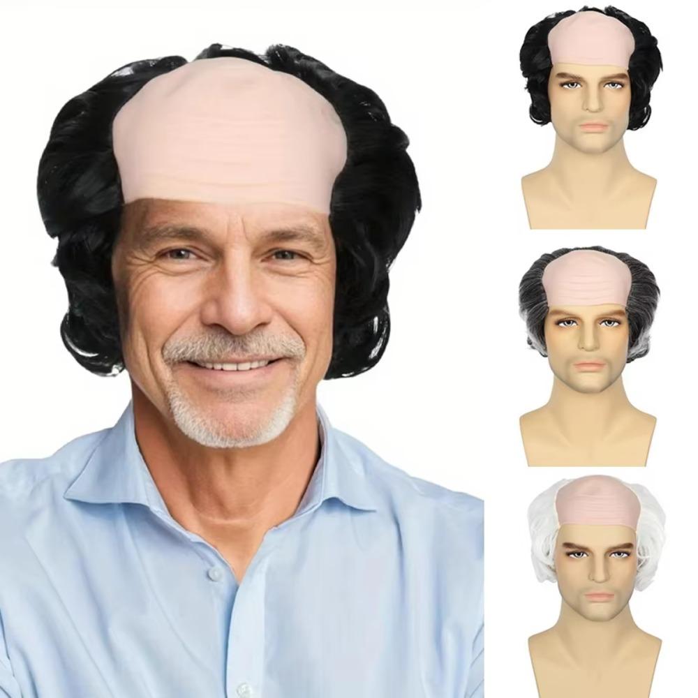 Anime Shaved Monk Cosplay Wig Straight Curly Halloween Balding Wig Adult Kids