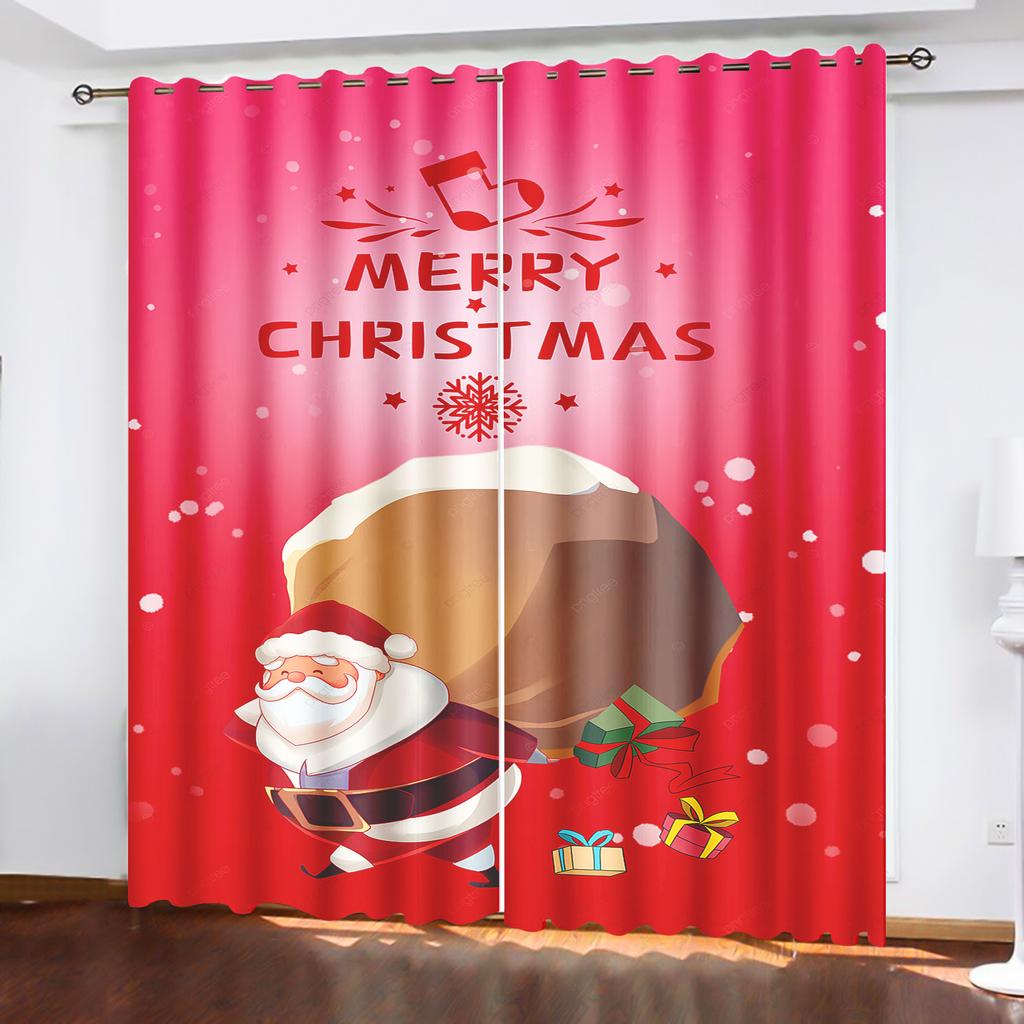 Рождество Санта-Клаус Подходит для домашнего декора Гостиная Спальня Плотные Шторы Балкон Экран Мультфильм Милый Перфорированный