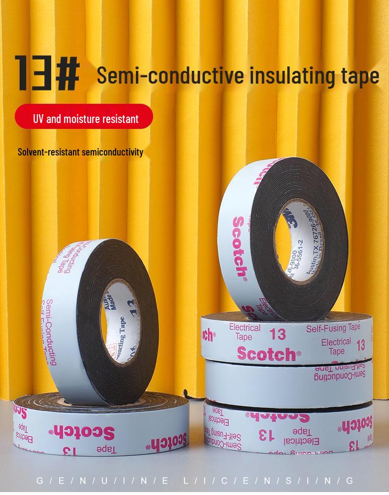 3M 13# Scotch Semi-Conductive EPDM Rubber Insulating Tape, 5KV Waterproof Electrical Tape