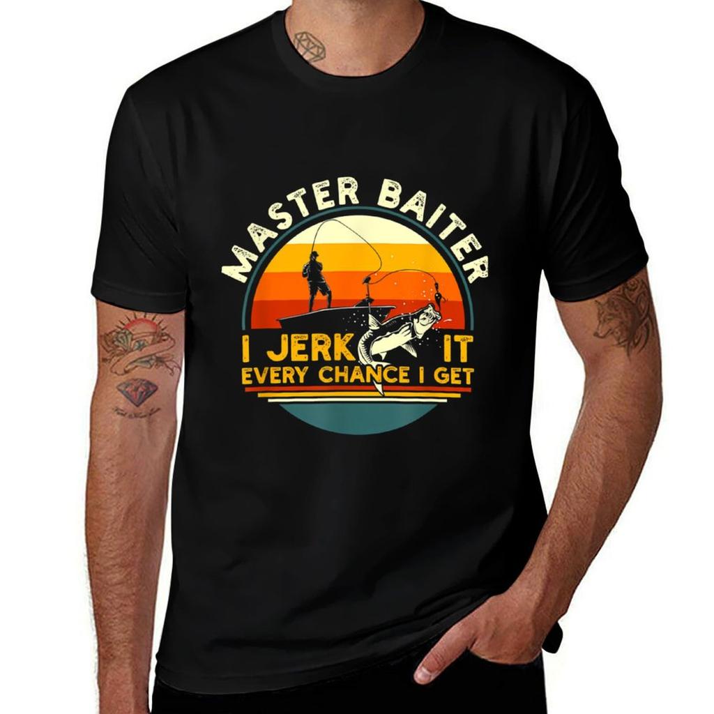 Master Baiter Im Always Jerking My Rod For A Fishing Lovers Tshirt Daily Wear Plain Short Sleeve Shirt