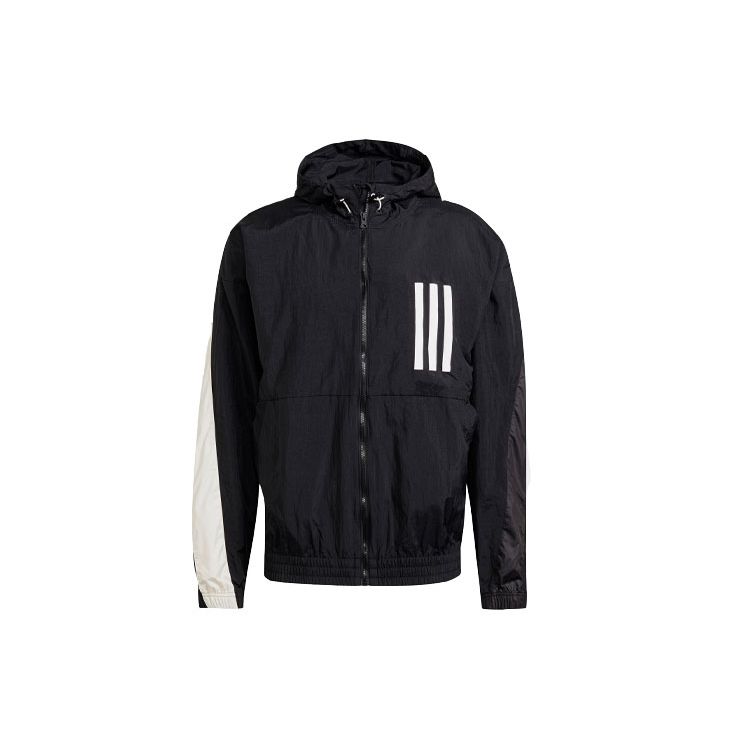 adidas Ветровка с капюшоном и контрастным логотипом Мужские куртки черные GT9769