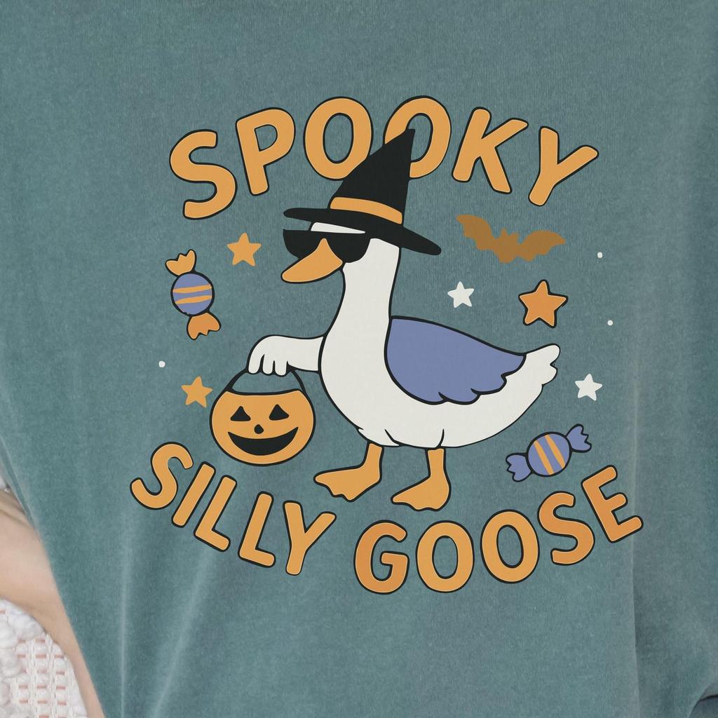 Spooky Silly Goose T-Shirt | Unisex Halloween Tee, Cute Goose Shirt, Fall Fashion, Halloween Costume, Party Apparel, Garment Dyed Tee