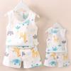 Children Clothes Set Summer Boys Girls Cartoon Thin Style Sleeveless Vest Shorts Set Baby Pajamas