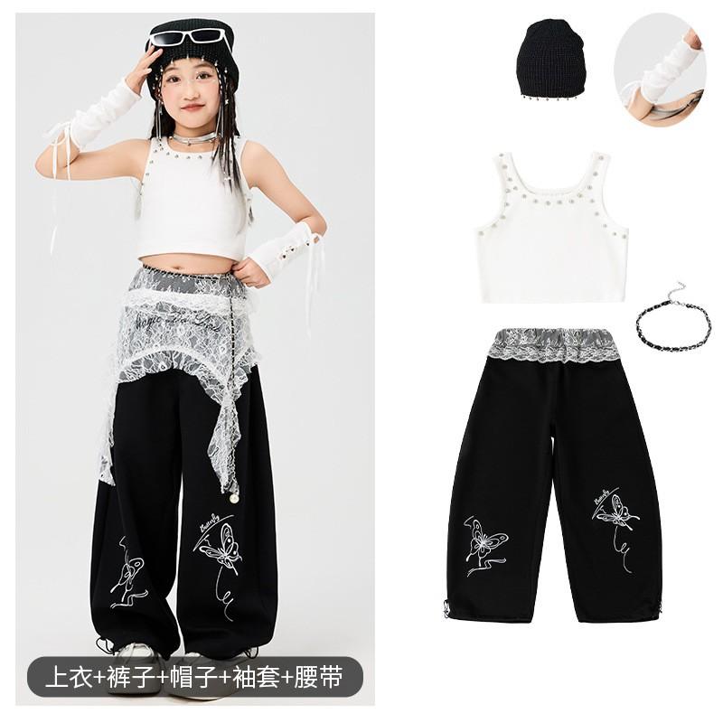 Girls Hip Hop Dance Set Kids Jazz Performance Outfit Streetwear Stage Show Costume