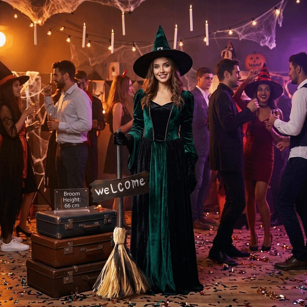 Voice-activated Halloween Witch Broom Glowing Halloween Walking Broom Carnival Party
