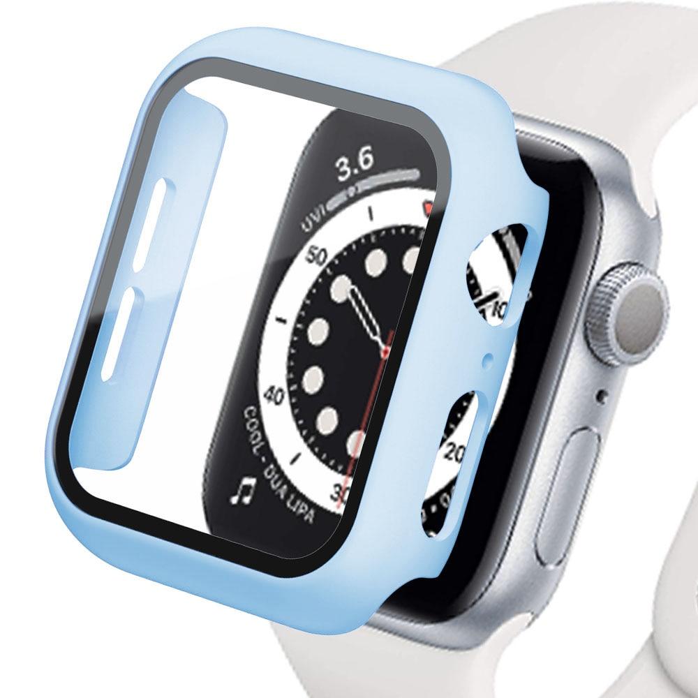 Закаленное стекло с крышкой для ПК для Apple Watch 7 6 SE 45 мм 41 мм 44 мм 40 мм 42 мм 38 мм Универсальный защитный чехол для экрана для Iwatch Series 5 4 3 2 1