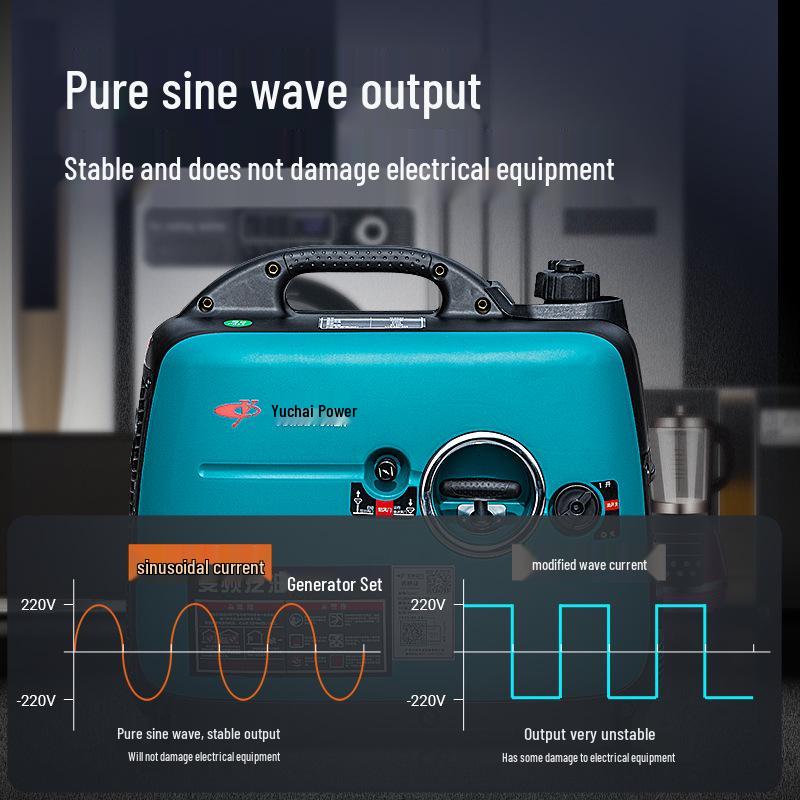 Портативный инверторный генератор Yuchai 220 В - Тихий, компактный резервный источник питания для дома, автодома, использования на открытом воздухе и в кемпинге