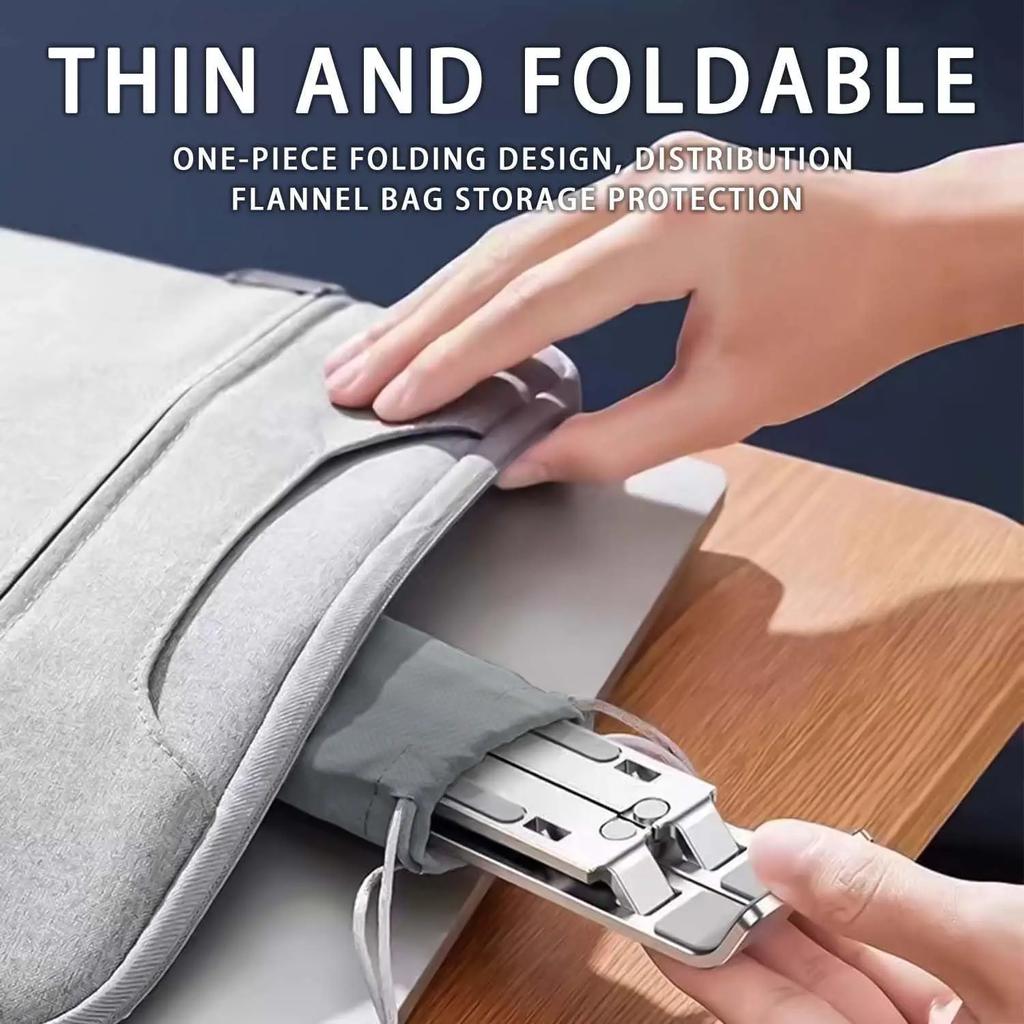 Регулируемая алюминиевая подставка для ноутбука — 6 уровней высоты, складная и портативная конструкция для ноутбуков 8–16 дюймов, улучшенная вентиляция и теплоотвод