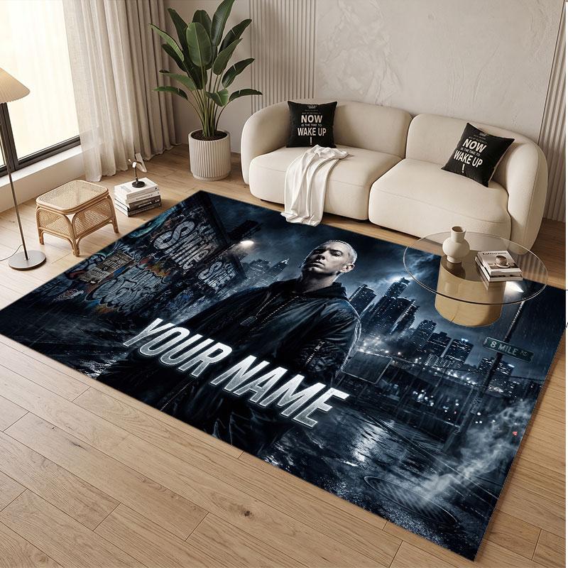 Custom Name Crystal Velvet Rug,Eminem Comfortable Anti Slip Floor Mat For Room Decoration
