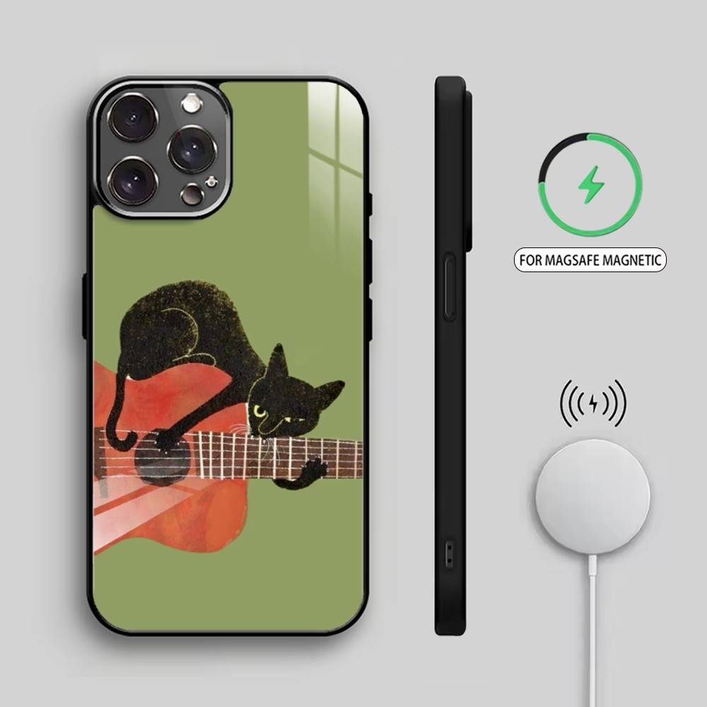 A-Высокомерный Черный Кот Чехол Для Телефона Для iPhone17,16,15,14,13,12,11 Plus,Pro Max Магнитный Для Magsafe Беспроводной Зарядки