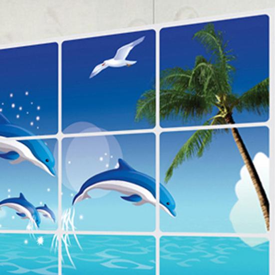 Oil-proof Kitchen Wall Sticker Rose Tulip Flower Dolphin Dandelion Self-adhesive Waterproof Heat Resistant Bathroom Kitchen Wall Art Decal Decoration