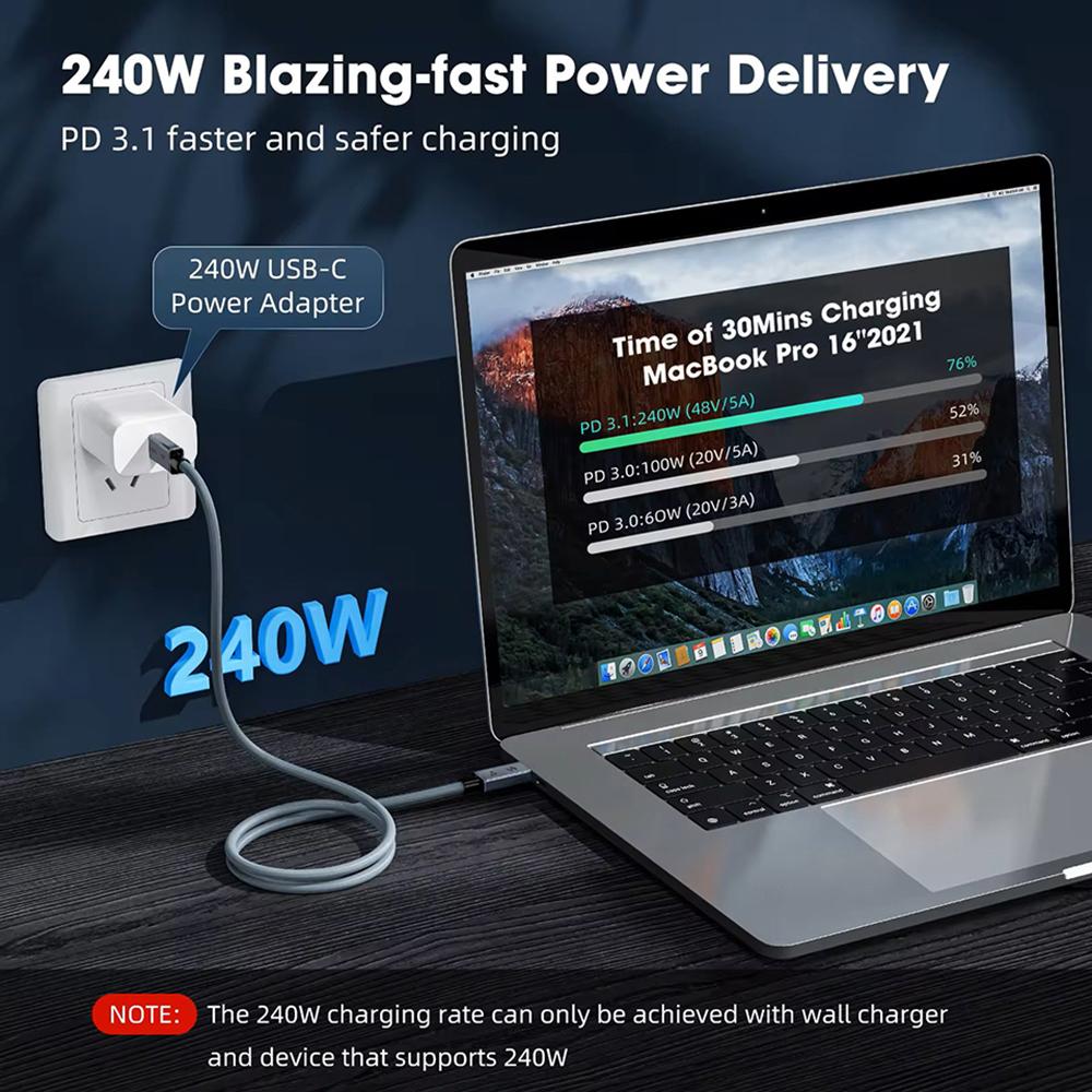 Кабель UGOURD Thunderbolt 4 Type C 40 Гбит/с USB4 0,2 м 1 м 2 м 3 м USB C на USB C 240 Вт Кабель быстрой зарядки Thunderbolt3 для EGPU SSDХороший продукт