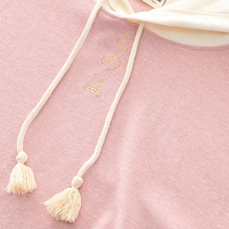 Anime Print Women Hoodies Students One Size Sweatwear Loose Color Matching Raglan Sleeves Printed Hooded Pullover Japanese Top