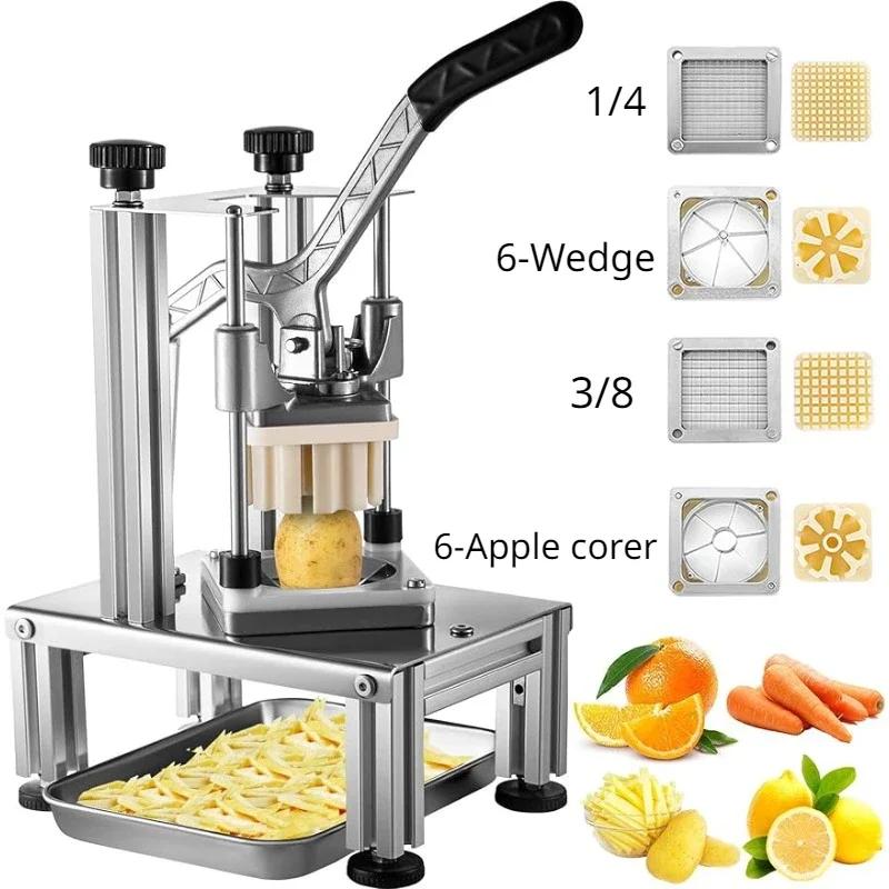 Commercial French Fry Cutter with 4 Replacement Blades, 1/2" or 1/4" or 3/8" 6 or 8-wedge Slicer or 6-wedge Apple Corer