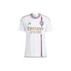 Adidas Three Stripe Letter Pattern Printed V-Neck Short Sleeve Football Jersey 23-24 Season Lyon Men Jersey White IB0920