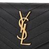 Saint Laurent Женский длинный кошелек с золотой фурнитурой и стежкой матрас 372264 BOW01 1000