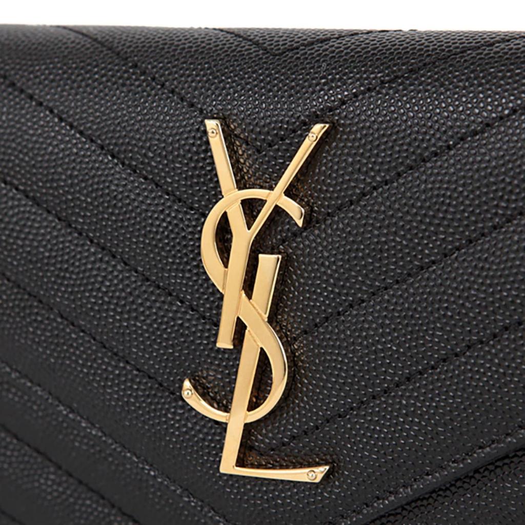 Saint Laurent Женский длинный кошелек с золотой фурнитурой и стежкой матрас 372264 BOW01 1000