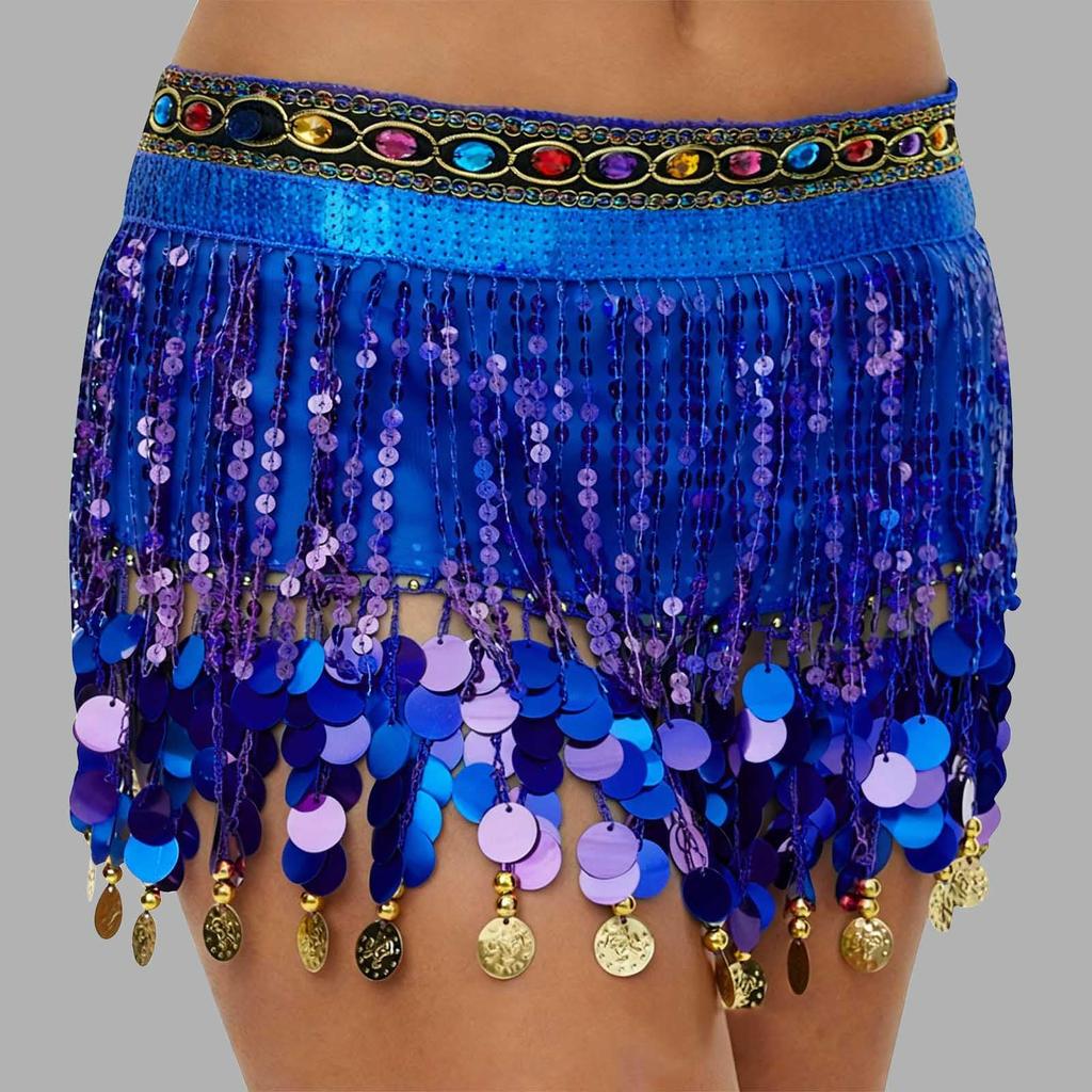 Женская сексуальная юбка с высокой талией, расшитая пайетками, поясные аксессуары, шарф для танца живота с пайетками