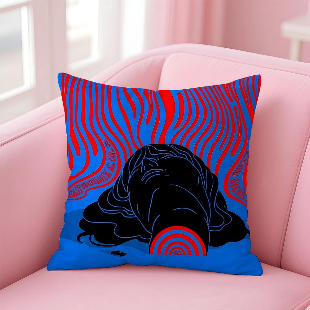 Vibrant Retro Interesting psychedelic lines Art Cushion Cover Linen Pillowcase Cover Soft Decor for Sofa Home Room