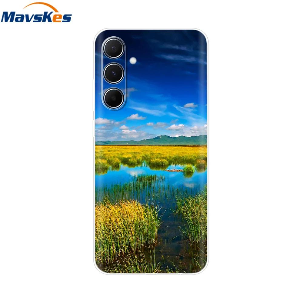 Чехол для Samsung Galaxy M35 M55 Милый Цветок Мягкий Силиконовый Задний Чехол для Coque Samsung M 55 M 35 5G Чехол для Телефона Fundas Чехлы