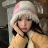 Color Dopamine Plush Bucket Hat Women's Autumn and Winter New Models Show Small Face Warm Versatile Sweet Knitted Basin Hat