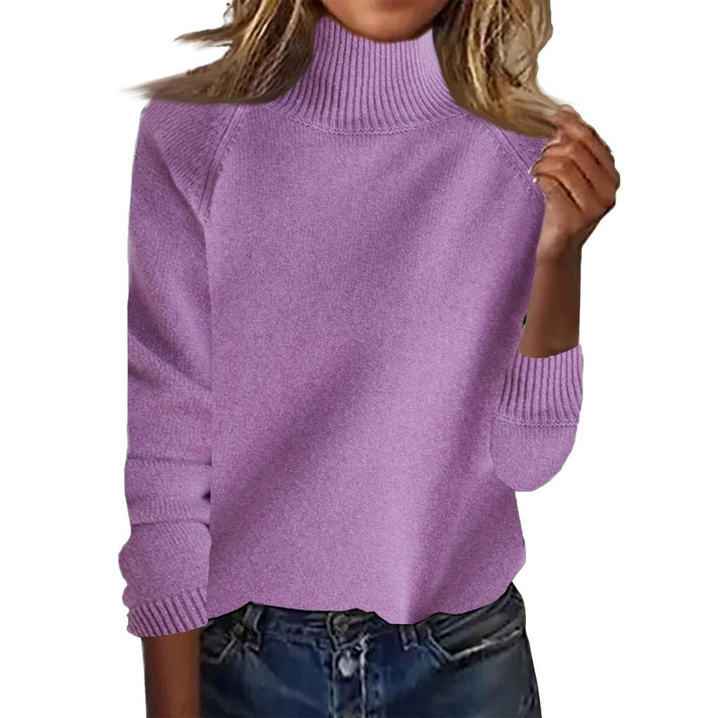 Women's Fashion Thickened High Standing Neck Loose Sweater Plunging Sleeve Bottom Shirt Top