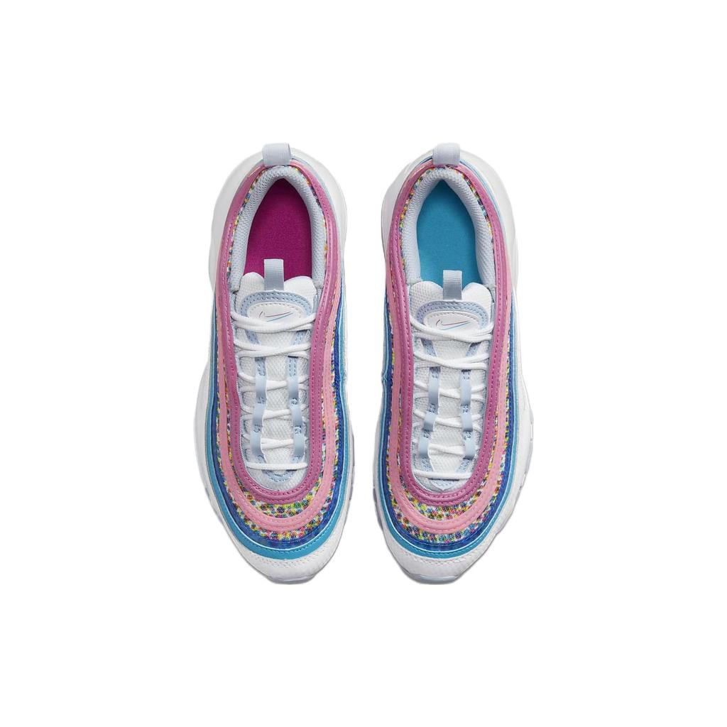 Nike Air Max 97 SE GS Bright Colors! Kids Sneakers White Active-Fuchsia Blue-Whisper DV7550-100