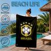 Brazilian Football Emblem Printed Microfiber Beach Towel, Soft And Absorbent, Quick-Dry, Ideal for Summer Travel, Beach Essential, Swimming Pool
