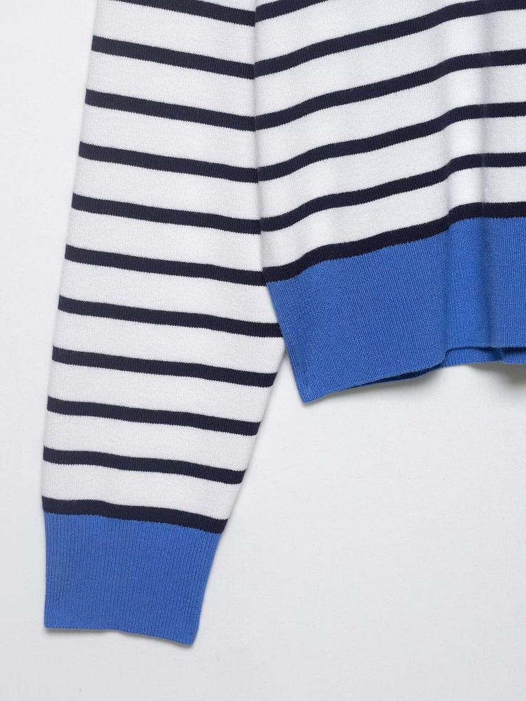 European & American Striped Zipper Knit Polo Shirt