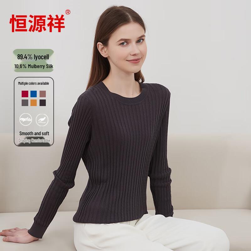 Hengyuanxiang Women's Silk Blend Cable Knit Long-Sleeve Top