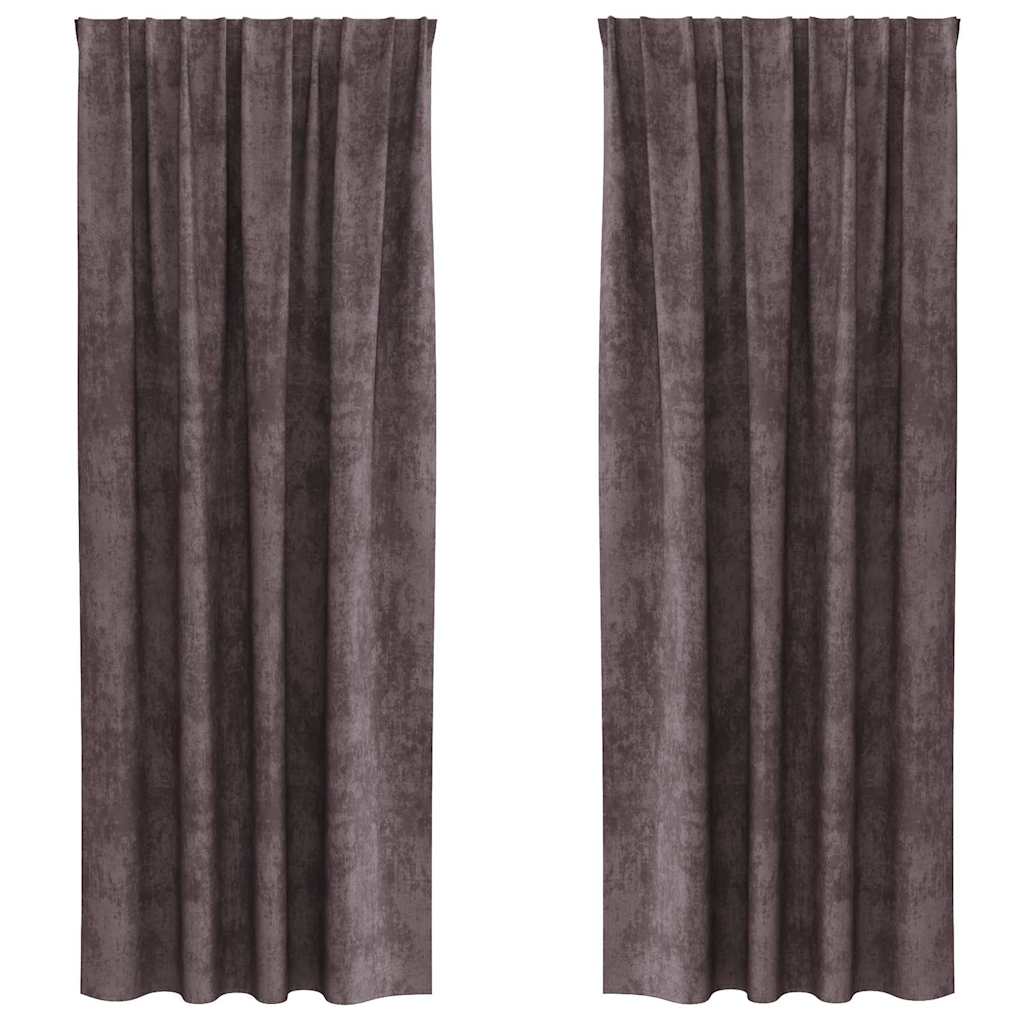 Velvet Curtains with Curtains 2 pcs Brown 225 x 140 cm Velvet