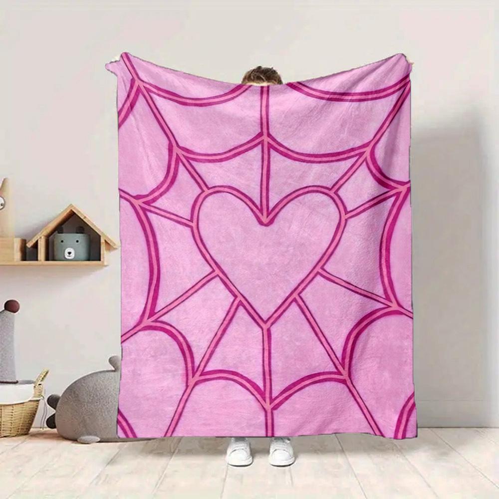 1pc Heart Web Blanket Warm, Cozy, And Soft, Suitable for Sofas, Beds, Cars, And Office Use.Perfect for Camping And Travel, Making It a Great Gift for