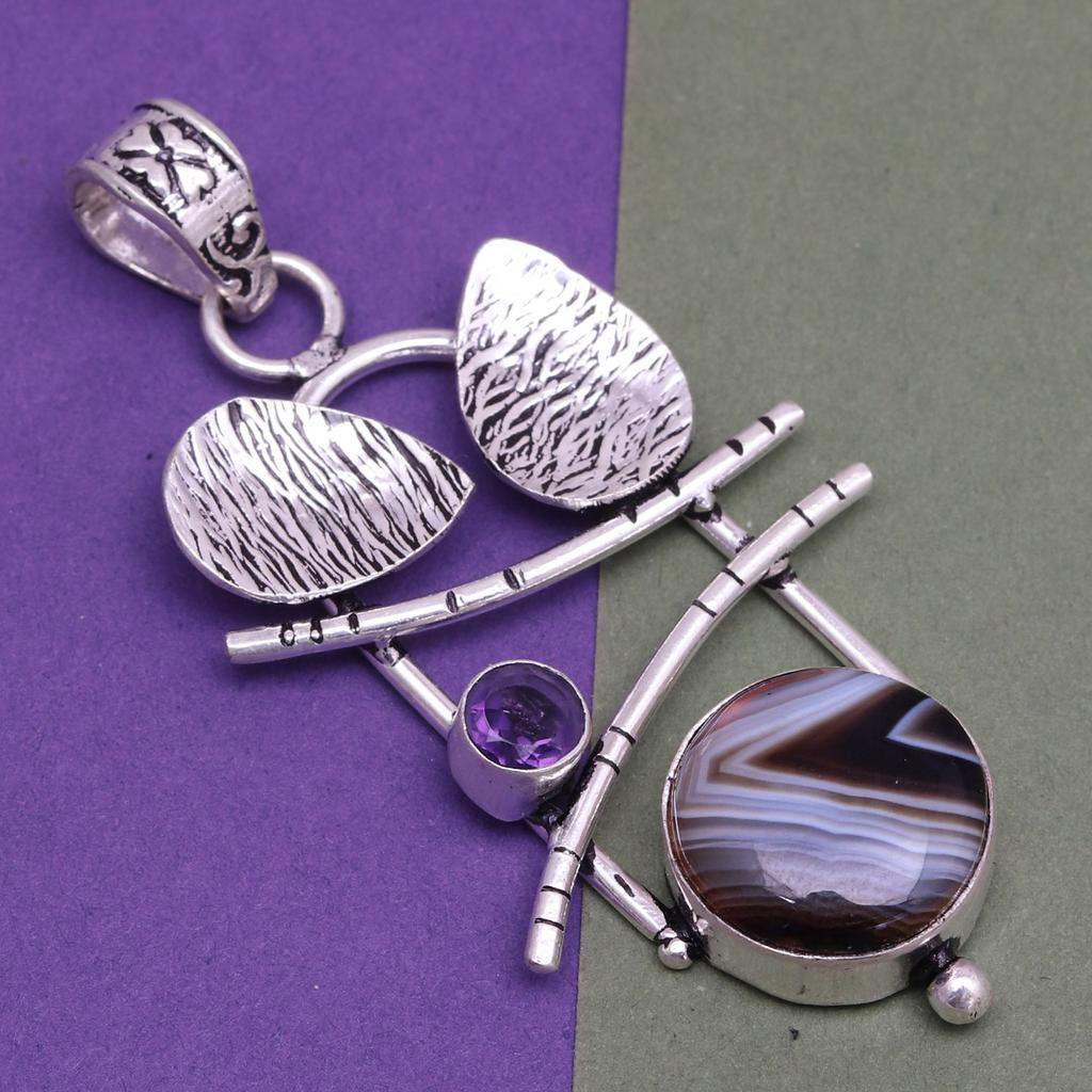 Ожерелье из агата из серебра Ботсваны, натуральный драгоценный камень для подарка, подаренные ювелирные изделия