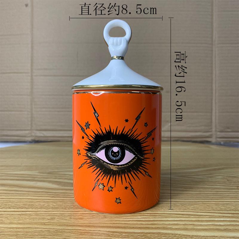 Abstract Eye Ceramic Cup Creative Abstract Coffee Cup with Lid Tableware Aromatherapy Candle Cup Candy Bottle Home Decoration