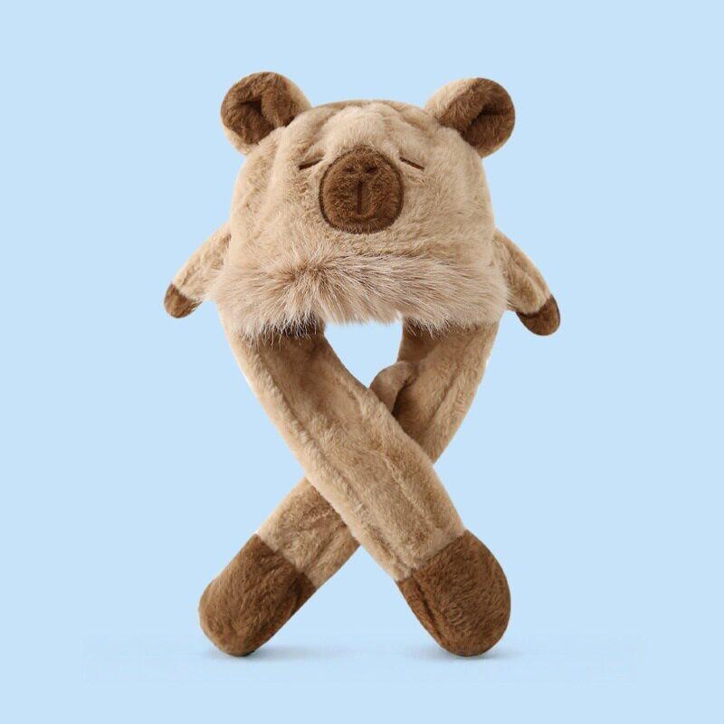 Kids Plush Animal Ears Beanie With Scarf Hooded Hat Winter Warm Unisex Cap Toddlers 2-6 Years