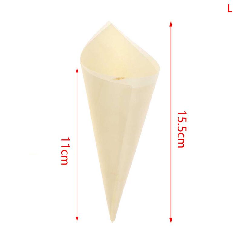 50Pcs Disposable Wood Appetizer Cones Ice Cream Cone Cups Party Candy Cones