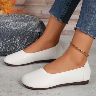 Круглый носок, весна, новая модель, туфли-лодочки с мелким вырезом, мягкая кожа внутри и снаружи, на плоской подошве, повседневные, большого размера, туфли для мамы