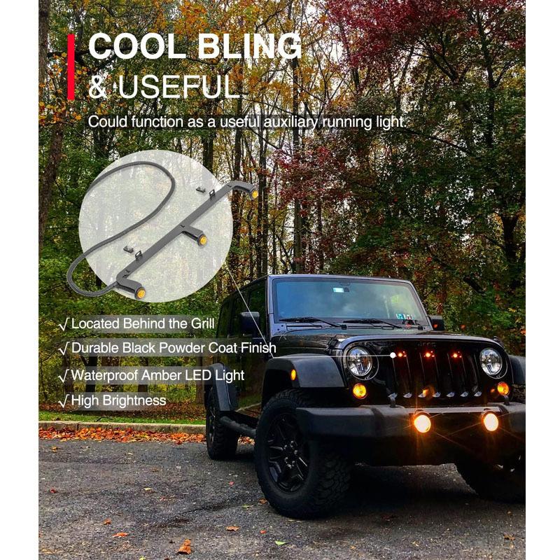 YMT Pre-Runner LED Grille Light Bar Kit for 2007-2018 Jeep Wrangler JK 2-Door/Unlimited 4-Door (JK), Plug & Play Waterproof