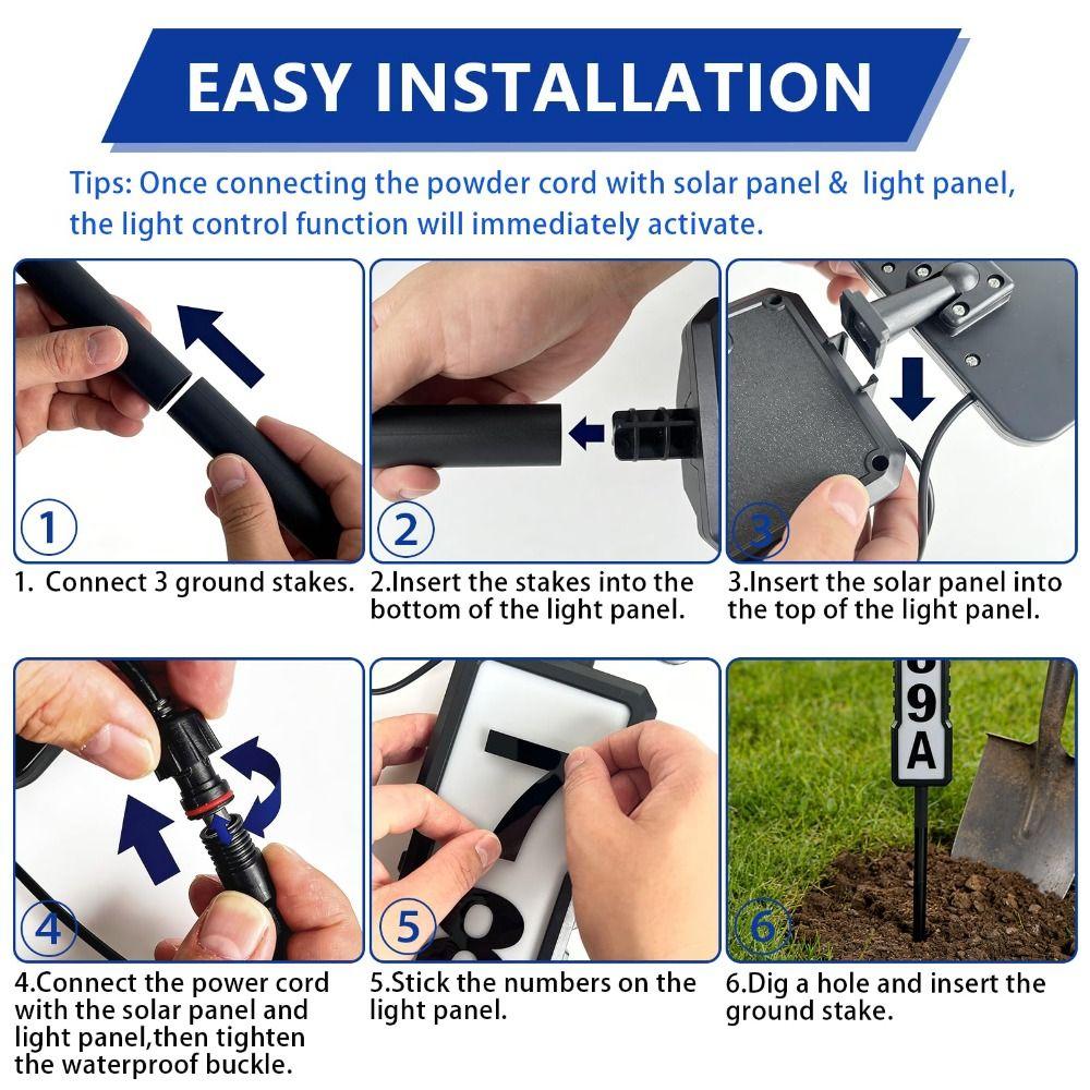 360-Degree Solar Address Sign Auto Illuminates LED House Number Sign Night Lighting