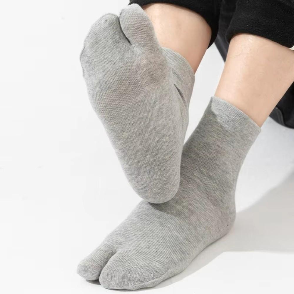 Thin Split Toe Sock Solid Color Mid-Calf Socks Japanese Style Tabi Toe Socks Girls