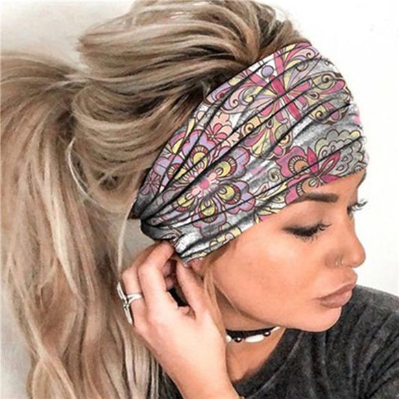 Summer Women Fashion Print Yoga Sports Elastic Headwraps Outdoor Sports and Leisure Headscarves Hair Band